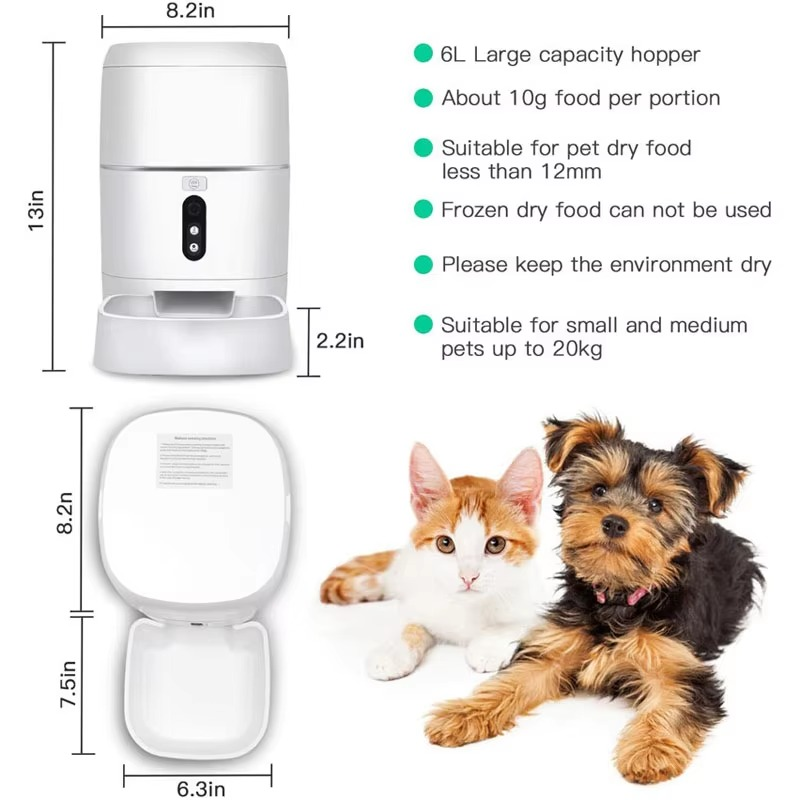 Smart Feeder 3L, Wi-Fi, Food Dispenser, App Automatic Feeding, Manual Feeding, Schedule Feeding, Check Feeding Status, Voice Recorder, for Big or Small Pets Smart Feeder 3L, Wi-Fi, Food Dispenser, App Automatic Feeding, Manual Feeding, Schedule Feeding, Check Feeding Status, Voice Recorder, for Big or Small Pets